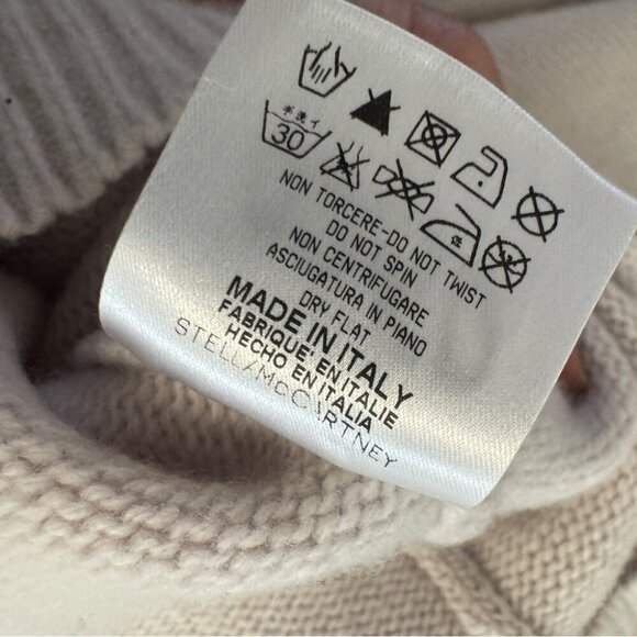 Stella McCartney Wool Cashmere Printed Sleeve Neutral Tunic Sweater Size 38 - Picture 13 of 16